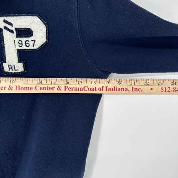Polo Ralph Lauren Kids Navy Blue Varsity Patch Quarter Zip Sweatshirt L 12-14 - Picture 6 of 9